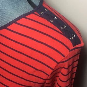 Ralph Lauren red/navy striped shirt w/ accent